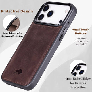 VENOULT™  Detachable Wallet Case for iPhone 17 Pro – Full-Grain Genuine Leather, MagSafe Compatible
