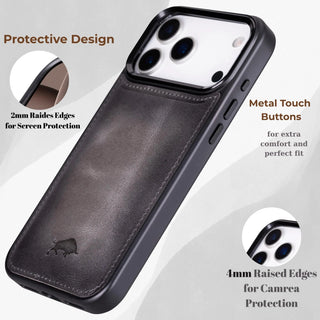 VENOULT™  Detachable Wallet Case for iPhone 17 Pro – Full-Grain Genuine Leather, MagSafe Compatible