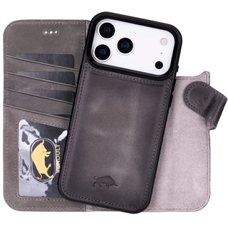 VENOULT™  Detachable Wallet Case for iPhone 17 Pro – Full-Grain Genuine Leather, MagSafe Compatible