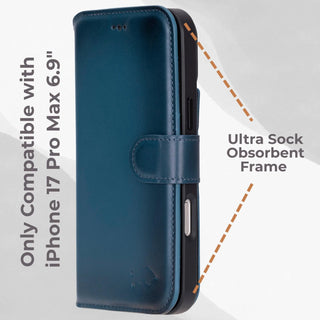 VENOULT™  Detachable Wallet Case for iPhone 17 Pro Max – Full-Grain Genuine Leather, MagSafe Compatible