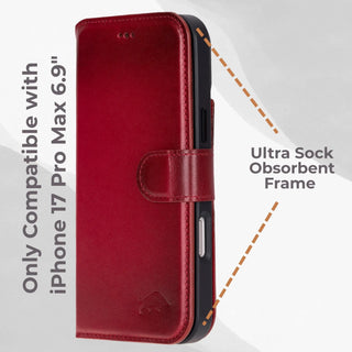 VENOULT™  Detachable Wallet Case for iPhone 17 Pro Max – Full-Grain Genuine Leather, MagSafe Compatible