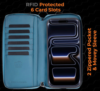 VENOULT™ Zippered Leather Wallet Case for iPhone 18 Pro, 17 Pro & 17 Pro Max