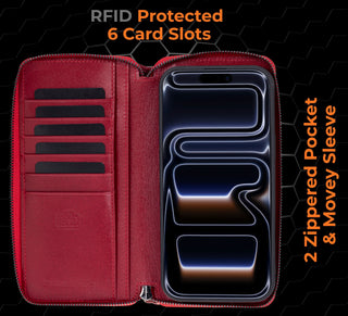 VENOULT™ Zippered Leather Wallet Case for iPhone 18 Pro, 17 Pro & 17 Pro Max