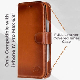 VENOULT™  Detachable Wallet Case for iPhone 17 Pro Max – Full-Grain Genuine Leather, MagSafe Compatible