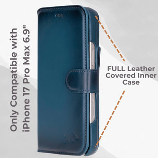 VENOULT™  Detachable Wallet Case for iPhone 17 Pro Max – Full-Grain Genuine Leather, MagSafe Compatible