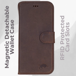 VENOULT™  Detachable Wallet Case for iPhone 17 Pro Max – Full-Grain Genuine Leather, MagSafe Compatible
