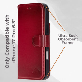 VENOULT™  Detachable Wallet Case for iPhone 17 Pro – Full-Grain Genuine Leather, MagSafe Compatible