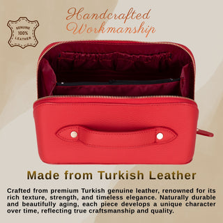 VENOULT Handmade Full-Grain Leather Makeup Bag – 180° Wide-Open Travel Make Up Bag