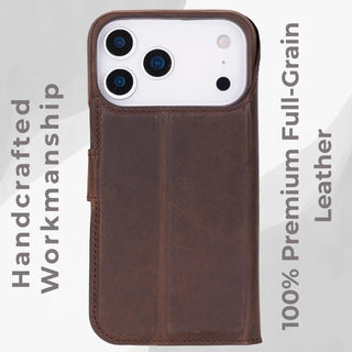 VENOULT™  Detachable Wallet Case for iPhone 17 Pro Max – Full-Grain Genuine Leather, MagSafe Compatible