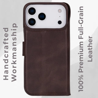 VENOULT™  Detachable Wallet Case for iPhone 17 Pro Max – Full-Grain Genuine Leather, MagSafe Compatible