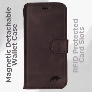 VENOULT™  Detachable Wallet Case for iPhone 17 Pro – Full-Grain Genuine Leather, MagSafe Compatible