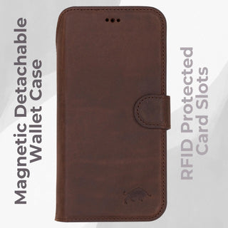 VENOULT™  Detachable Wallet Case for iPhone 17 Pro – Full-Grain Genuine Leather, MagSafe Compatible