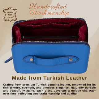VENOULT Handmade Full-Grain Leather Makeup Bag – 180° Wide-Open Travel Make Up Bag