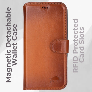 VENOULT™  Detachable Wallet Case for iPhone 17 Pro – Full-Grain Genuine Leather, MagSafe Compatible