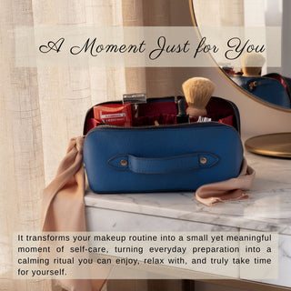 VENOULT Handmade Full-Grain Leather Makeup Bag – 180° Wide-Open Travel Make Up Bag