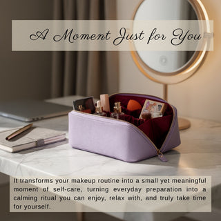 VENOULT Handmade Full-Grain Leather Makeup Bag – 180° Wide-Open Travel Make Up Bag