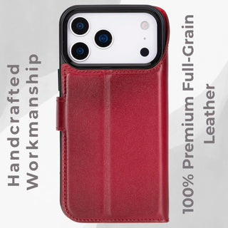 VENOULT™  Detachable Wallet Case for iPhone 17 Pro – Full-Grain Genuine Leather, MagSafe Compatible