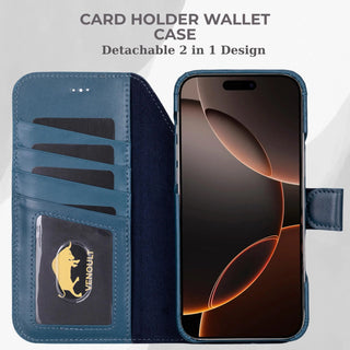 VENOULT™  Detachable Wallet Case for iPhone 17 Pro Max – Full-Grain Genuine Leather, MagSafe Compatible