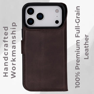 VENOULT™  Detachable Wallet Case for iPhone 17 Pro – Full-Grain Genuine Leather, MagSafe Compatible