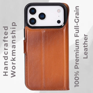 VENOULT™  Detachable Wallet Case for iPhone 17 Pro – Full-Grain Genuine Leather, MagSafe Compatible