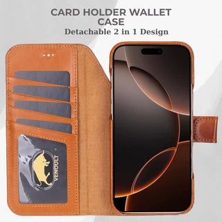 VENOULT™  Detachable Wallet Case for iPhone 17 Pro Max – Full-Grain Genuine Leather, MagSafe Compatible