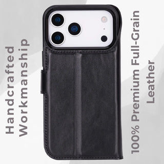 VENOULT™  Detachable Wallet Case for iPhone 17 Pro – Full-Grain Genuine Leather, MagSafe Compatible