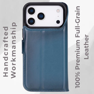 VENOULT™  Detachable Wallet Case for iPhone 17 Pro – Full-Grain Genuine Leather, MagSafe Compatible