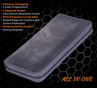 VENOULT™ Zippered Leather Wallet Case for iPhone 18 Pro, 17 Pro & 17 Pro Max