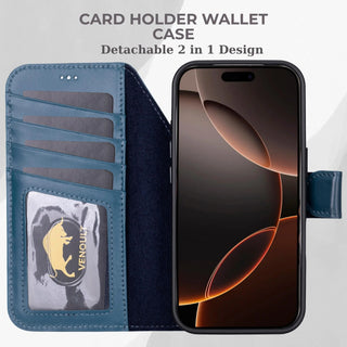 VENOULT™  Detachable Wallet Case for iPhone 17 Pro – Full-Grain Genuine Leather, MagSafe Compatible