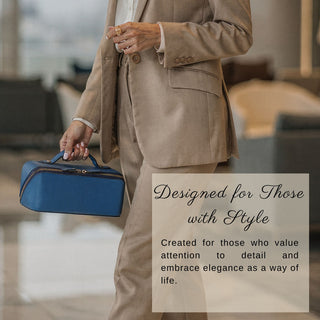 VENOULT Handmade Full-Grain Leather Makeup Bag – 180° Wide-Open Travel Make Up Bag