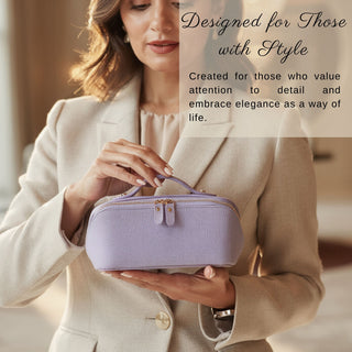 VENOULT Handmade Full-Grain Leather Makeup Bag – 180° Wide-Open Travel Make Up Bag