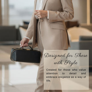 VENOULT Handmade Full-Grain Leather Makeup Bag – 180° Wide-Open Travel Make Up Bag