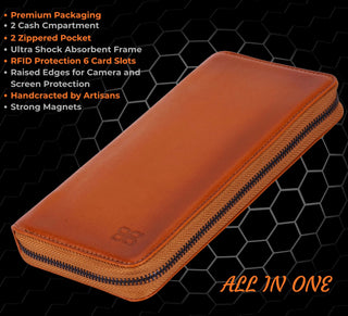 VENOULT™ Zippered Leather Wallet Case for iPhone 18 Pro, 17 Pro & 17 Pro Max