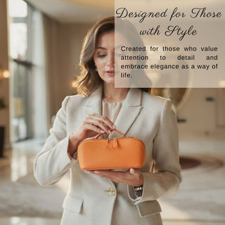 VENOULT Handmade Full-Grain Leather Makeup Bag – 180° Wide-Open Travel