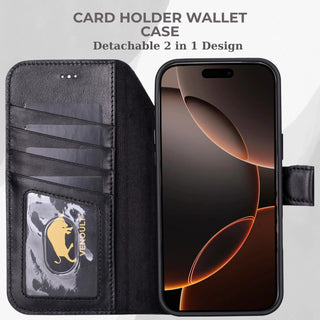 VENOULT™  Detachable Wallet Case for iPhone 17 Pro – Full-Grain Genuine Leather, MagSafe Compatible