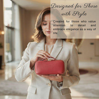 VENOULT Handmade Full-Grain Leather Makeup Bag – 180° Wide-Open Travel Make Up Bag