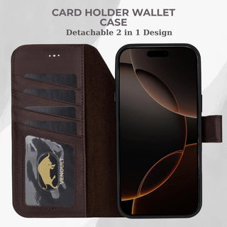 VENOULT™  Detachable Wallet Case for iPhone 17 Pro – Full-Grain Genuine Leather, MagSafe Compatible