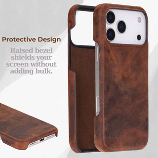 VENOULT™  Slim Leather Case for iPhone 17 Pro – Full-Grain Genuine Leather, MagSafe Compatible