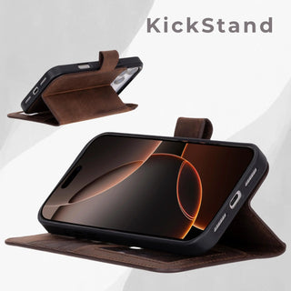 VENOULT™  Detachable Wallet Case for iPhone 17 Pro – Full-Grain Genuine Leather, MagSafe Compatible