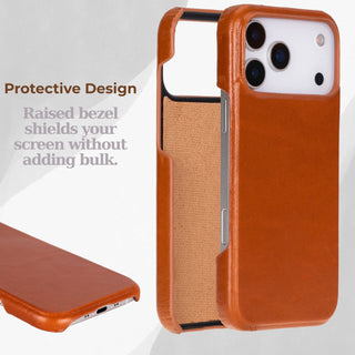 VENOULT™  Slim Leather Case for iPhone 17 Pro Max – Full-Grain Genuine Leather, MagSafe Compatible