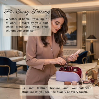 VENOULT Handmade Full-Grain Leather Makeup Bag – 180° Wide-Open Travel Make Up Bag