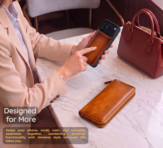 VENOULT™ Zippered Leather Wallet Case for iPhone 18 Pro, 17 Pro & 17 Pro Max