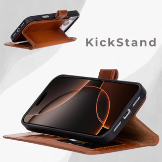 VENOULT™  Detachable Wallet Case for iPhone 17 Pro – Full-Grain Genuine Leather, MagSafe Compatible