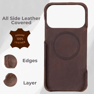 VENOULT™  Detachable Wallet Case for iPhone 17 Pro Max – Full-Grain Genuine Leather, MagSafe Compatible