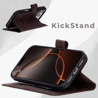 VENOULT™  Detachable Wallet Case for iPhone 17 Pro – Full-Grain Genuine Leather, MagSafe Compatible