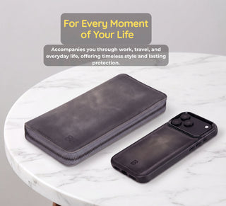 VENOULT™ Zippered Leather Wallet Case for iPhone 18 Pro, 17 Pro & 17 Pro Max