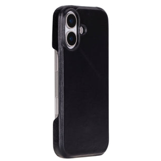 Black iPhone 17 Slim Leather Case– Full-Grain Genuine Leather, MagSafe Compatible