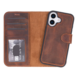 VENOULT™  Detachable Wallet Case for iPhone 17 – Full-Grain Genuine Leather, MagSafe Compatible