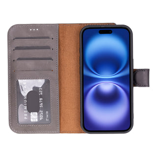 VENOULT™  Detachable Wallet Case for iPhone 17 – Full-Grain Genuine Leather, MagSafe Compatible