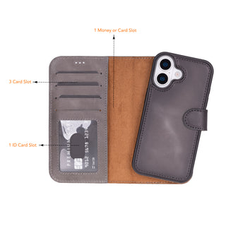 VENOULT™  Detachable Wallet Case for iPhone 17 – Full-Grain Genuine Leather, MagSafe Compatible